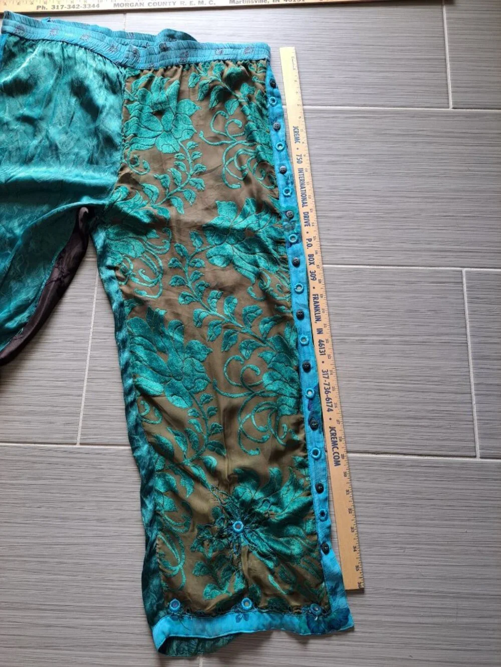 Tienda Ho Velvet Burnout Floral Sheer Wide Leg Harem Pants Festival Hippie 42" - Picture 11 of 14